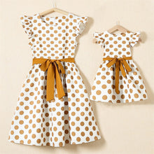 Load image into Gallery viewer, PopReal Parent Child Outfit Fashion Print Dress Bow Belt Flying