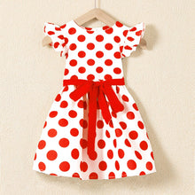Load image into Gallery viewer, PopReal Parent Child Outfit Fashion Print Dress Bow Belt Flying