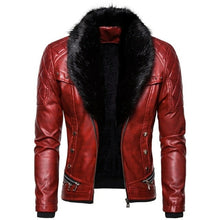 Load image into Gallery viewer, Popest Punk Leather Jacket Men Thick Rivet Design