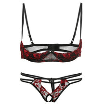 Load image into Gallery viewer, Porno Sex Underwear V neck Lingerie Straps Bra and Panty Garter