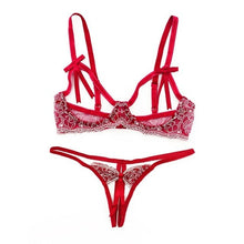 Load image into Gallery viewer, Porno Sex Underwear V neck Lingerie Straps Bra and Panty Garter