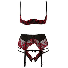 Load image into Gallery viewer, Porno Sex Underwear V neck Lingerie Straps Bra and Panty Garter