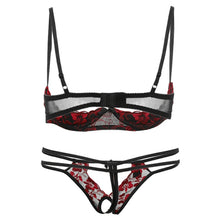 Load image into Gallery viewer, Porno Sex Underwear V neck Lingerie Straps Bra and Panty Garter