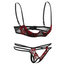 Load image into Gallery viewer, Porno Sex Underwear V neck Lingerie Straps Bra and Panty Garter