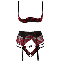 Load image into Gallery viewer, Porno Sex Underwear V neck Lingerie Straps Bra and Panty Garter