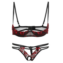 Load image into Gallery viewer, Porno Sex Underwear V neck Lingerie Straps Bra and Panty Garter