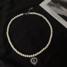 Load image into Gallery viewer, Punk Gothic Harajuku Pearl Chain Hollow Heart Shaped Pendant Retro - Sophornlilly