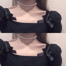 Load image into Gallery viewer, Punk Gothic Harajuku Pearl Chain Hollow Heart Shaped Pendant Retro - Sophornlilly