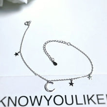 Load image into Gallery viewer, Sterling Silver New Moon Star Ankle Chain Bracelet for Women