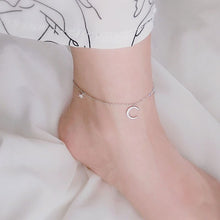 Load image into Gallery viewer, Sterling Silver New Moon Star Ankle Chain Bracelet for Women