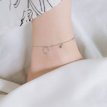 Load image into Gallery viewer, Sterling Silver New Moon Star Ankle Chain Bracelet for Women
