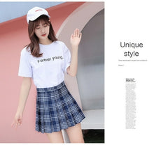 Load image into Gallery viewer, Plaid Summer Women Skirt High Waist Stitching Student