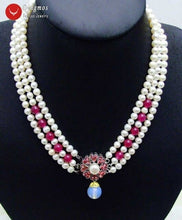 Load image into Gallery viewer, Qingmos 6 7mm Round Natural White Pearl Necklace for Women with 12mm