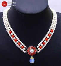 Load image into Gallery viewer, Qingmos 6 7mm Round Natural White Pearl Necklace for Women with 12mm