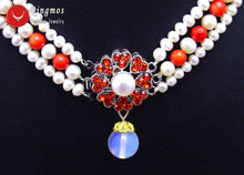 Load image into Gallery viewer, Qingmos 6 7mm Round Natural White Pearl Necklace for Women with 12mm