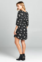 Load image into Gallery viewer, 3/4 Sleeve Floral Print Waist Tie Dress