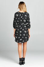 Load image into Gallery viewer, 3/4 Sleeve Floral Print Waist Tie Dress