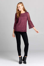 Load image into Gallery viewer, PATTERNED KNIT LACE TOP