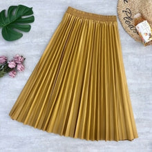Load image into Gallery viewer, Autumn Winter PU Leather Pleated Skirts Elastic High