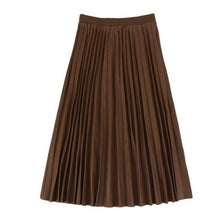 Load image into Gallery viewer, Autumn Winter PU Leather Pleated Skirts Elastic High