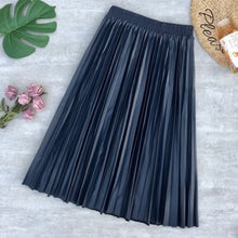 Load image into Gallery viewer, Autumn Winter PU Leather Pleated Skirts Elastic High