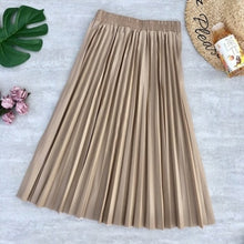 Load image into Gallery viewer, Autumn Winter PU Leather Pleated Skirts Elastic High