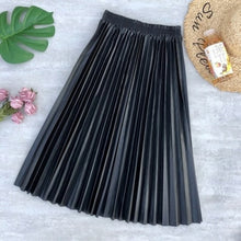 Load image into Gallery viewer, Autumn Winter PU Leather Pleated Skirts Elastic High
