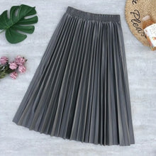 Load image into Gallery viewer, Autumn Winter PU Leather Pleated Skirts Elastic High
