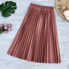 Load image into Gallery viewer, Autumn Winter PU Leather Pleated Skirts Elastic High