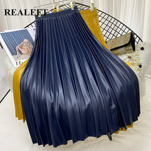 Load image into Gallery viewer, Autumn Winter PU Leather Pleated Skirts Elastic High