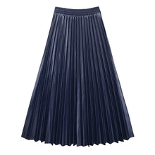 Load image into Gallery viewer, Autumn Winter PU Leather Pleated Skirts Elastic High
