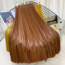 Load image into Gallery viewer, Autumn Winter PU Leather Pleated Skirts Elastic High