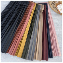Load image into Gallery viewer, Autumn Winter PU Leather Pleated Skirts Elastic High