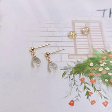 Load image into Gallery viewer, 14k Gold Genuine Gemstones Faceted Water Drop White Crystal - Sophornlilly