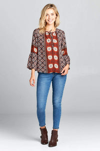 BELL SLEEVE PRINT TOP