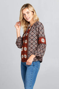 BELL SLEEVE PRINT TOP