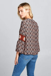 BELL SLEEVE PRINT TOP