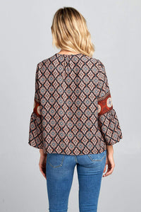 BELL SLEEVE PRINT TOP