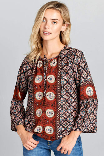 BELL SLEEVE PRINT TOP