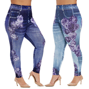 ROSEGAL 3D Jean Print Leggings Female Skinny Gym Yoga Jeggings