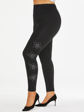 Load image into Gallery viewer, Casual Women Leggings Plus Size Rhinestone Spider High Rise