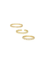 Load image into Gallery viewer, Triple Crystal 18k Gold Plated Ring Set