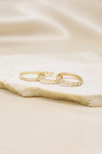 Triple Crystal 18k Gold Plated Ring Set