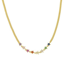 Load image into Gallery viewer, Rainbow CZ Cuban Link Chain Choker Statement Necklaces For Women Gold