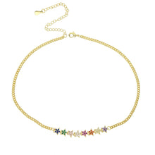 Load image into Gallery viewer, Rainbow CZ Cuban Link Chain Choker Statement Necklaces For Women Gold