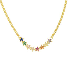 Load image into Gallery viewer, Rainbow CZ Cuban Link Chain Choker Statement Necklaces For Women Gold