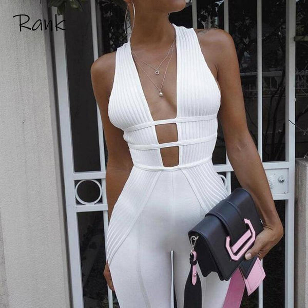 Rank Sexy Hollow Out Bodycon Jumpsuit Women Strap Backless Fashion - Sophornlilly