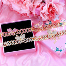 Load image into Gallery viewer, Rapper Shiny Crystal Cuban Link Chain Bracelet Women Punk Iced Out - Sophornlilly