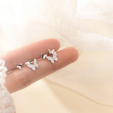 Load image into Gallery viewer, Real 925 Sterling Silver Full Zircon Butterfly Stud Earrings For