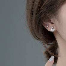 Load image into Gallery viewer, Real 925 Sterling Silver Full Zircon Butterfly Stud Earrings For